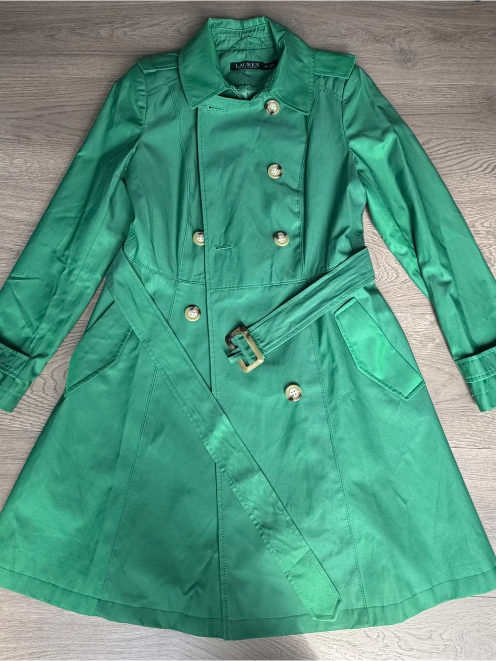 Polo by Ralph Lauren Emerald Green Double-Breasted Trench Coat